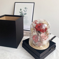 Idées de nouveaux produits 2025 : grandes fleurs fraîches préservées sous cloche en verre, cadeaux pour la Saint-Valentin, rose éternelle, rose véritable persistante