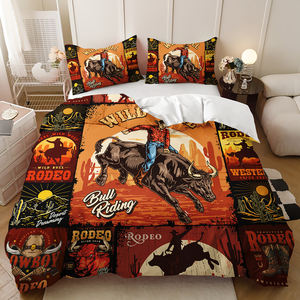 Ensemble <span class=keywords><strong>de</strong></span> housse <span class=keywords><strong>de</strong></span> couette 3 pièces en tissu microfibre imprimé en 3D, style moderne western cowboy, écologique, décoration <span class=keywords><strong>de</strong></span> maison <span class=keywords><strong>de</strong></span> ferme en bois - Product Image 4