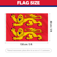 Drapeau national imprimé numériquement 3x5 pieds Normandie, motif double lions, en polyester durable pour événements extérieurs