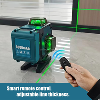 Kit de Nivel Láser Verde Industrial de Gran Capacidad, Alcance de 50m, IP65 Impermeable, Control Remoto Inalámbrico, Carga Rápida Tipo-C