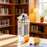 Bouteille d'eau sport moderne Longstar avec corde, sans BPA, en plastique PC, écologique, anti-fuite, sans danger pour les aliments, pour la randonnée, le camping et les activités de plein air