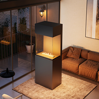 Cheminée à éthanol de qualité supérieure, sur pied, pour intérieur, avec vue sur 3 côtés en verre, brûleur à éthanol pour la décoration de villa