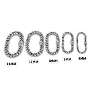 سلسلة كوبان لينك مطلية بالذهب عيار 18K من الفولاذ المقاوم للصدأ، مقاسات 6مم، 8مم، 10مم، 12مم، 14مم، أطوال من 7 إلى 30 بوصة. - Product Image 4