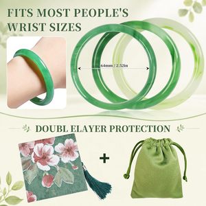 Bozamba Natural Jade <b>Bangle</b> Bracelet <b>Set</b> 3 Pcs Chunky Style For Women Gift - Product Image 2
