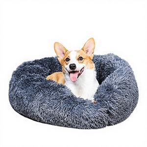 Camas Redondas de Felpa Suave para Perros y Gatos, Color Rosa, Gris y Negro, Venta al por Mayor del Fabricante, OEM - Product Image 1
