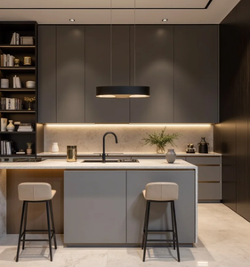 CBMMart C Hina Vente en gros de luxe personnalisé d'usine Finition laquée Meuble d'armoire de cuisine avec lumière LED - Product Image 1