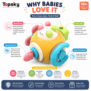 Jouet d'éveil pour bébé, balle d'activités en plastique, puzzle sensoriel à saisir, hexaèdre musical apaisant, 0-24 <span class=keywords><strong>mois</strong></span>, éducation précoce, cadeau dinosaure - Product Image 2