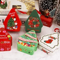 Boîte en fer blanc en forme de maison de Noël, récipient de forme spéciale pour chocolats et confiseries, emballage métallique pour cadeaux de fêtes