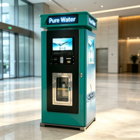 Distributeur automatique de bouteilles d'eau pure, froide, alcaline, pétillante et de source, avec paiement par carte et code QR