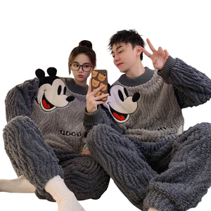Paio di pigiami in peluche imbottito in pile da ragazza simpatici pigiami da uomo <span class=keywords><strong>e</strong></span> da <span class=keywords><strong>donna</strong></span> set di indumenti da notte autunno inverno - Product Image 5
