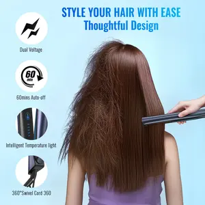 <span class=keywords><strong>Mini</strong></span> alisador de pelo con luz LED 2 en 1 portátil de titanio de alta calidad, pantalla de temperatura, pinzas Flatiron con logotipo personalizado - Product Image 6