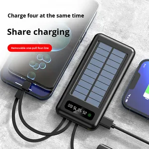 Banque d'alimentation solaire 20000 mAh avec logo personnalisé, recharge solaire pour téléphone, camping en plein air, lithium 2025, mince, pour la maison avec câbles - Product Image 2