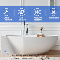 Baignoire Surface Durable noire entière grande taille 1800 mm autoportante luxe Art Style couleur noire salle de bain baignoire