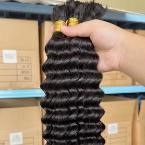 Extensions de cheveux humains Remy vietnamiens, tresses bohèmes à ondulations profondes, double tirage à la machine, couleur 1B <span class=keywords><strong>plus</strong></span> foncée, compatibles permanente, adaptées au tissage - Product Image 1