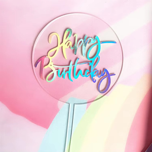 Cupcake Topper ที่มีสีสันวันเกิดเค้กธงสำหรับรักครอบครัววันเกิดเบเกอรี่อุปกรณ์ตกแต่ง PQ269 - Product Image 1