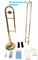 Trombone Ténor Si Bémol en Laiton Laqué Or avec Ensemble Complet d'Accessoires pour Performance Scolaire et de Groupe OEM/ODM