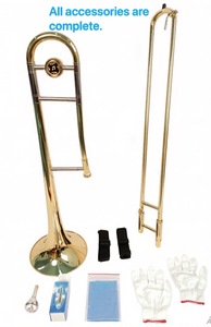 Trombón Tenor en Si Bemol al por Mayor, Cuerpo de Latón Lacado en Oro, Juego Completo de Accesorios, Trombón para Banda Escolar, OEM/ODM - Product Image 2