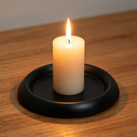 Plateau porte-bougie en métal, noir mat/doré, pour bougies pilier, idéal pour la décoration intérieure, les mariages, les fêtes et les spas