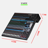 Console de mixage audio professionnelle V1602X 16 canaux, 4 bus, 8 entrées micro, 32 effets DSP, enregistrement BT USB, écran couleur 3,2 pouces