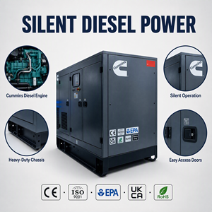 Groupe électrogène diesel Weichai Cummins 22kW 40kW 100kW 120kW, refroidissement par eau, triphasé 50Hz/60Hz, générateur de secours multi-puissance - Product Image 2