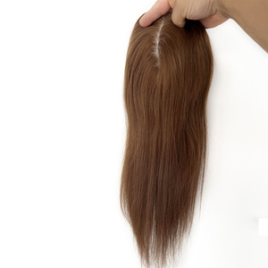 ライトブラウンリアルヒューマンヘアシルクトッパー3 #-レースベース5X5インチシルクベースファインバージンナチュラルヘアカツラ女性用 - Product Image 1