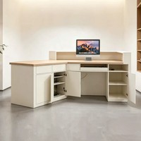 Comptoir de réception minimaliste en pierre courbée moderne, comptoir de caisse pour salon de beauté, comptoir de réception pour hall d'hôtel
