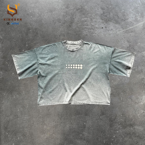 Custom Oversized <b>TShirt</b> High Quality Cotton Heavyweight Streetwear Acid Wash Tee Short Sleeves Baggy Cropped Boxy T Shirt Men - Product Image 5