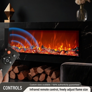 Cheminée électrique encastrée en verre trempé, flamme <span class=keywords><strong>de</strong></span> bois véritable, luminosité réglable, tailles 39" 47" 59" 71" 79", <span class=keywords><strong>chauffage</strong></span> 1500W pour salon/hôtel - Product Image 2