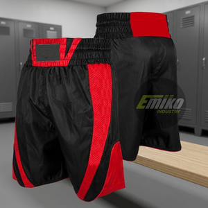 Pantalones Cortos de Boxeo MMA Negros y Rojos, Transpirables, para Artes Marciales, Combate, Kickboxing, Entrenamiento, Profesionales - Product Image 2