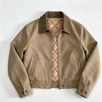 Veste de travail en jean vintage réversible, écologique, avec doublure en coton épais et respirant, col rabattable, broderie, pour homme, coupe classique, hiver, fermeture éclair
