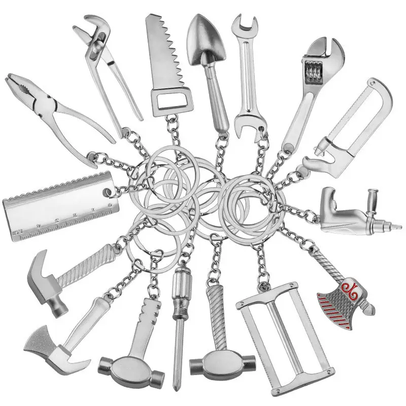Mini Simulation Utility Tools Key Chain Metal Wrench Pliers Keyring Pendant Creative Men's Packbag Car Decorative Key Holder Tri