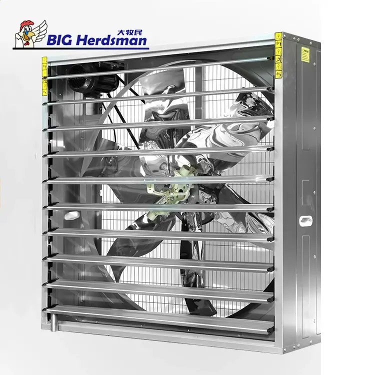 Factory Direct Sales Wall Mounted Greenhouse Farm Poultry Swung Drop Hammer Fan Industrial Ventilation Exhaust Fan with shutter