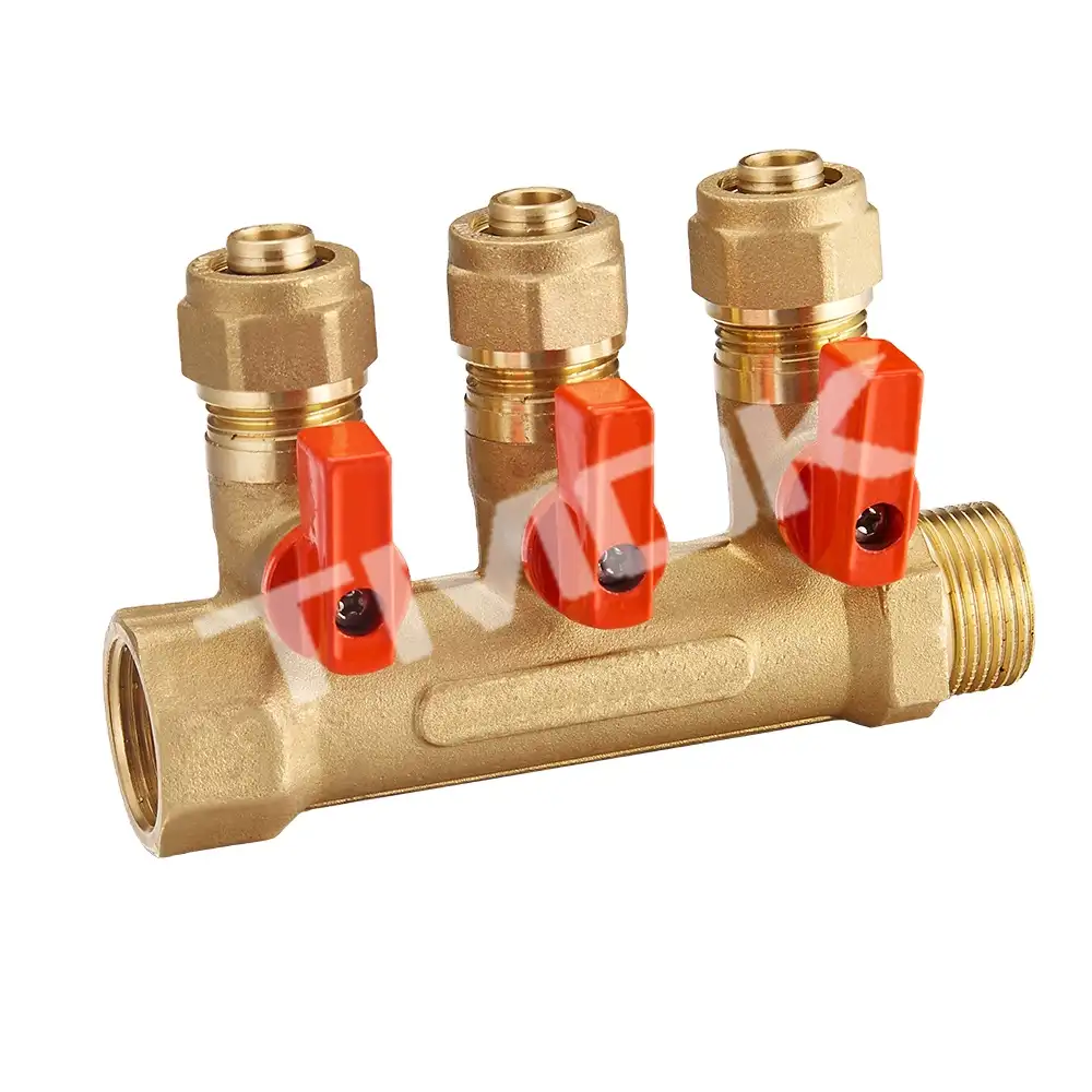pex 3 way valve manifold water mounted manifold for underfloor heating 1inch brass ball BSP thread flow forged exhaust valve