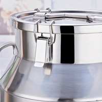 Seau à lait classique durable avec couvercles hermétiques, réservoir de stockage de liquides en acier inoxydable 304 pour le transport du lait