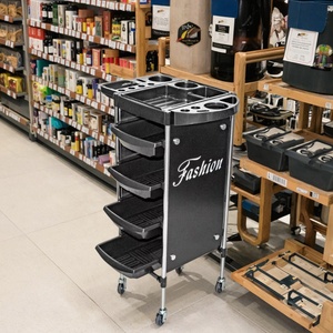 Beauty Spa Hairdresser Black 4 Tier Rolling Storage Barber Hair Salon <strong>Trolley</strong> - Product Image 6