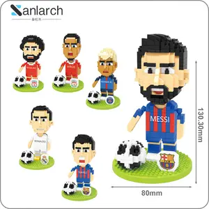 Cartoon Football Character Series Mini Model Small Particle World Football Stars Children's Puzzle Assembling Building Block Toy