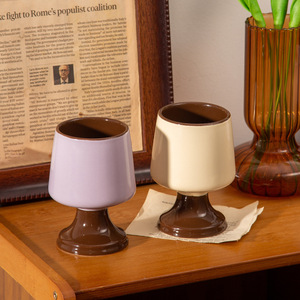 Tasse en porcelaine rétro de style chinois, à pied haut, couleurs contrastées créatives, cadeau pour fille, design élégant, compatible lave-vaisselle et micro-ondes - Product Image 4