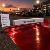 Film de protection de peinture (PPF) pour voiture en TPU chromé rouge brillant effet métal liquide, anti-rayures, 1,52 x 15 m, 7,5 mil
