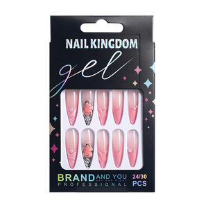 Hot Bán Handmade Mặc Móng Tay Ngọt Ngào Và Mát Mẻ Hoa Hạnh Nhân Dài Phong Cách Hoàn Thành Móng Tay Nghệ Thuật, Có Thể Tháo Rời Vá Móng Tay Mảnh - Product Image 6