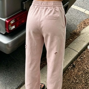 Custom 100% Cotton Heavyweight Vintage Acid Wash Pants Distressed Raw Hem Oversized Stacked Baggy Sweatpants - Product Image 2