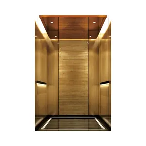 High quality luxury hotel elevator can accommodate 21 people stainless steel plated rose gold elevator