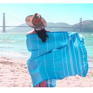 Toallas turcas peshtemal, toalla de playa de algodón de erileno con flecos, logotipo personalizado