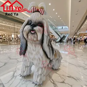 Patung anjing Maltese serat kaca besar ramah lingkungan hewan peliharaan lucu realistis tampilan lanskap komersial luar ruangan kerajinan Resin FRP - Product Image 4