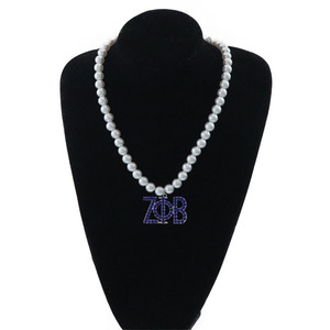 Nuovo greco Zeta PHI Beta Sorority <span class=keywords><strong>collana</strong></span> di <span class=keywords><strong>perle</strong></span> e cristallo strass <span class=keywords><strong>con</strong></span> catena di <span class=keywords><strong>perle</strong></span> per matrimoni e feste - Product Image 3