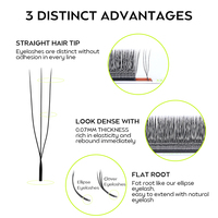 Prestigepro Extensions de cils en U 3D 4D 5D courbure C, greffées, volume brésilien, en PBT, doux, effet vison synthétique, dos en feuille