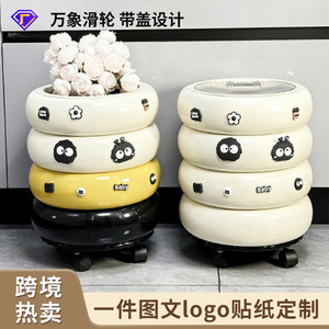 Cubo de basura con forma de donut con tapa y ruedas, tamaño grande, para uso en interiores, para sala de estar, dormitorio, contenedor de almacenamiento - Product Image 5