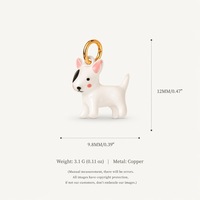 Pendentif Chien de Dessin Animé Mignon, Breloques en Céramique avec Finition Émail, Bijoux Animaux, Anneau Doré pour Collier, Bracelet, Cadeau DIY