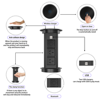 Prise motorisée escamotable intelligente pour bureau, chargeur sans fil USB-C, IP44, en aluminium, pour îlot de cuisine, bureau à domicile