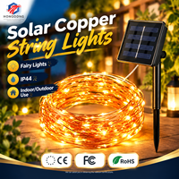 Guirlande lumineuse solaire LED extérieure étanche pour Noël, jardin, arbre, fête, avec fil de cuivre