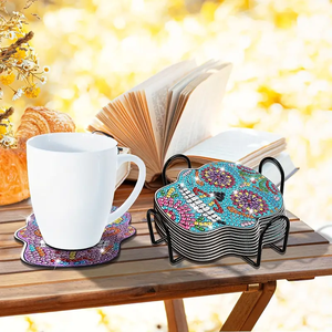 Set <span class=keywords><strong>da</strong></span> 10 pezzi sottobicchieri vibranti con motivo a diamante, sottobicchieri in legno scintillante fai <span class=keywords><strong>da</strong></span> te con supporto in metallo nero - Product Image 4